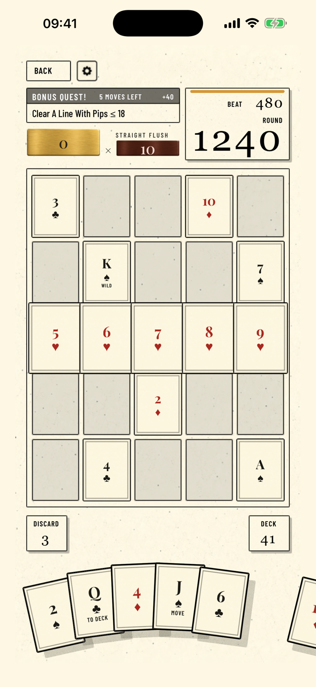Poker Grid Battle — straight flush