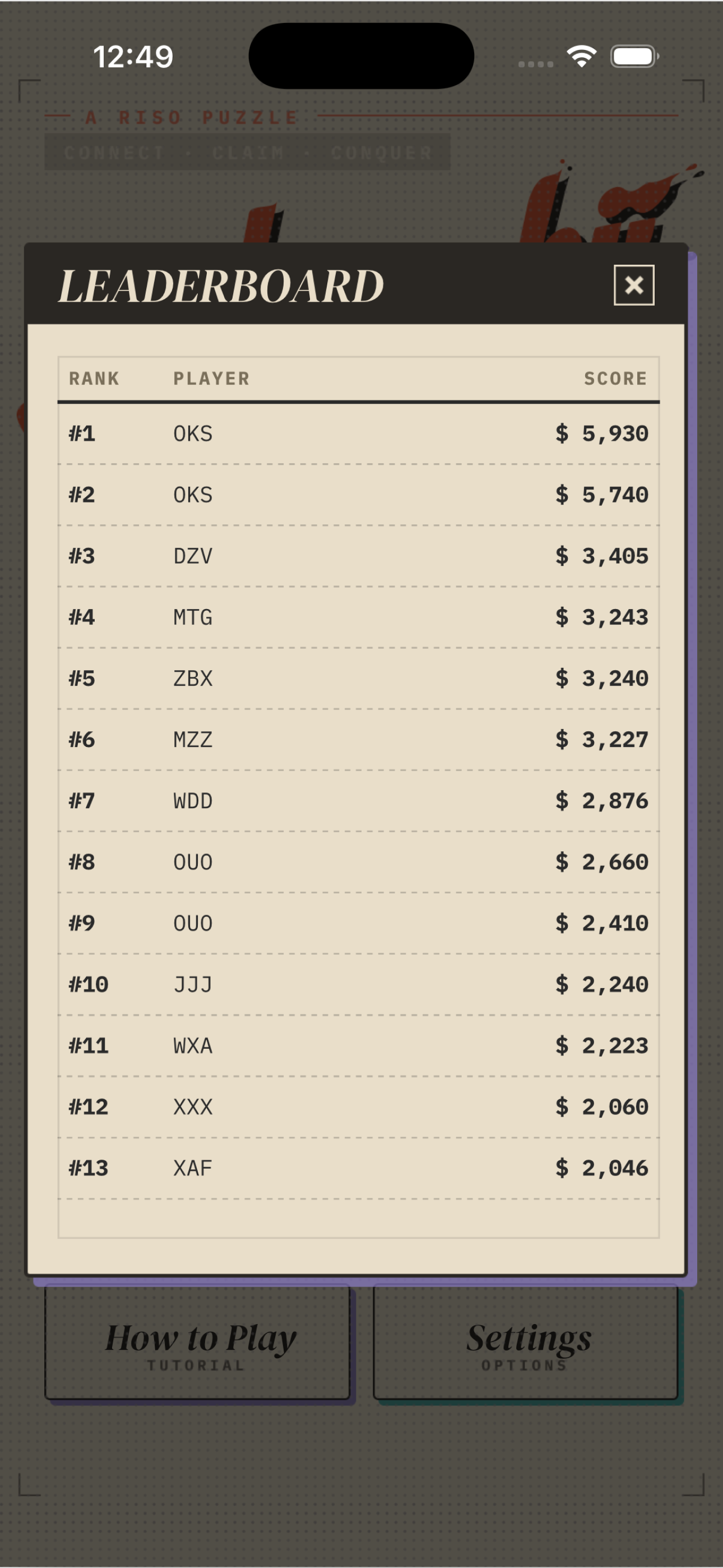 Splarashii Go — global leaderboard